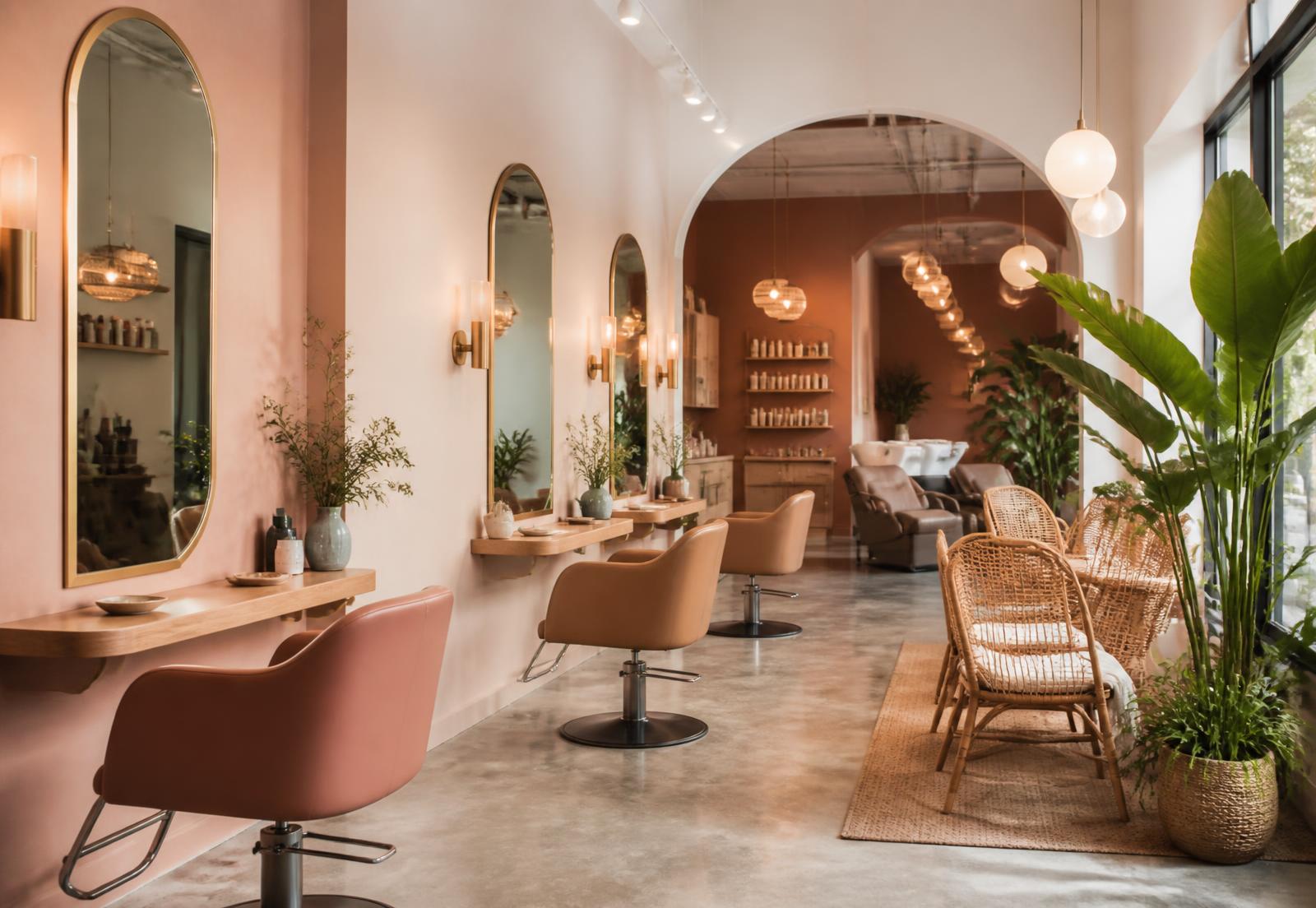 Interno del salone Nouvelle Femme con poltrone e specchi