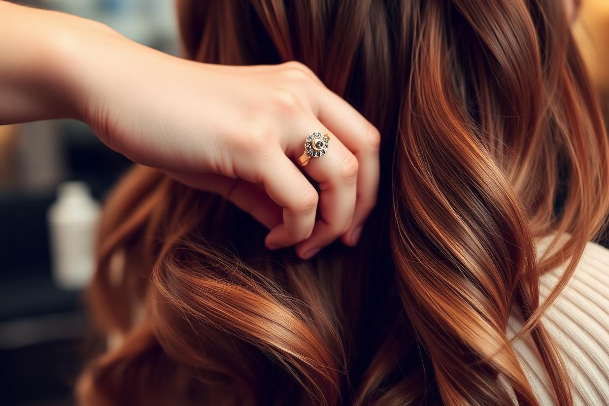 Dettaglio di una piega su capelli lunghi realizzata in salone